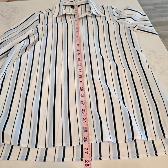 ZAC & Rachel Size Small Blue Stripe Button Down Long Shirt Soft Polyester Classi - Picture 7 of 7